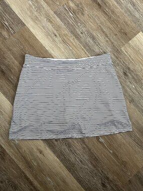 Black and White Striped Skort Workout Skirt with Shots Underneath